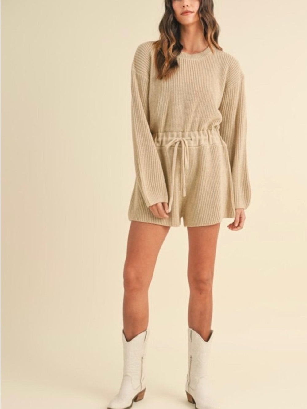 Lucca Knit Sweater Romper - Cream